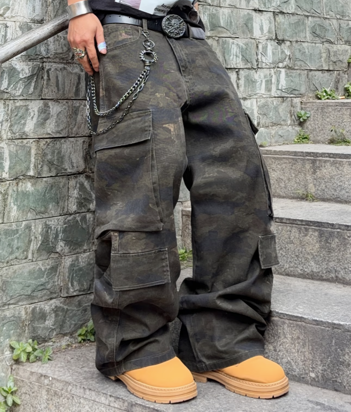 jean camouflage ample