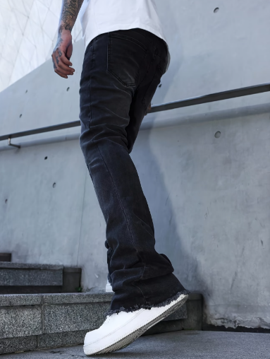 Jeans Homme Slim Fit Évasés Extensibles Noir
