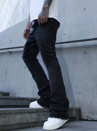 Jeans Homme Slim Fit Évasés Extensibles Noir